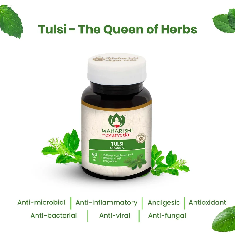 Organic Tulsi | Tulsi Tablets | For Respiratory Health | Certified by ECOCERT | 60 Tablets Pack