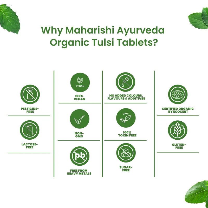 Organic Tulsi | Tulsi Tablets | For Respiratory Health | Certified by ECOCERT | 60 Tablets Pack
