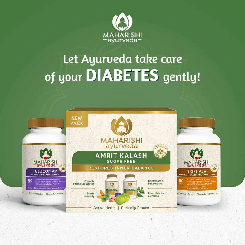 Complete Diabetes Care Therapy ( Amrit Kalash Nectar 60 Tabs, Amrit Kalash Ambrosia 60 Tabs, Glucomap 60 Tabs & Triphala 60 Tabs)