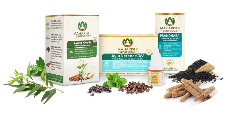 Ayur Defence Shield - Complete Protection Against Seasonal Infections & Flu (Ayush Kwath 100gms, Ayur Defence AV 20 Tabs, Anu Taila 10ml & Prandhara 3ml)