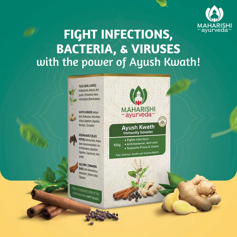Ayur Defence Shield - Complete Protection Against Seasonal Infections & Flu (Ayush Kwath 100gms, Ayur Defence AV 20 Tabs, Anu Taila 10ml & Prandhara 3ml)