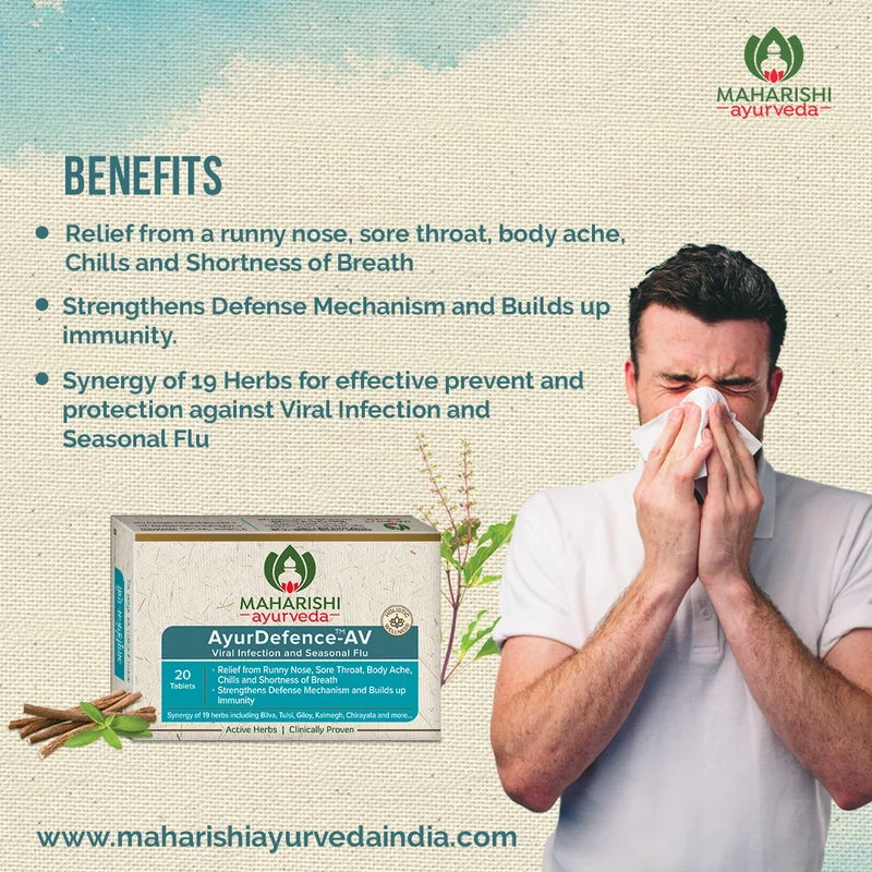 AyurDefence-AV For Viral Infections & Seasonal Flu | 20 tablets Pack