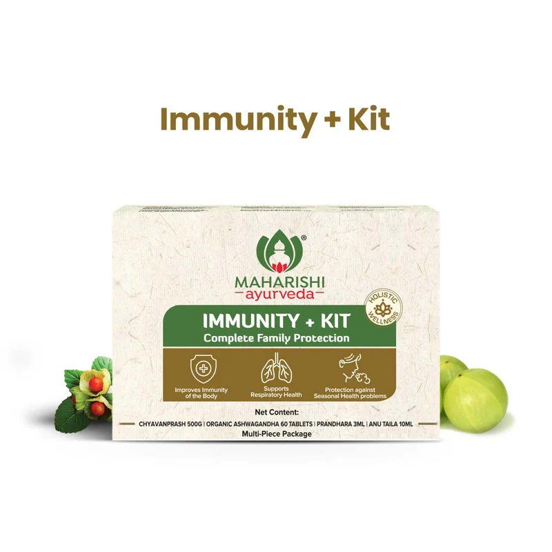Immunity+ Kit - Complete Family Protection (Chyavanprash 500gms, Organic Ashwagandha 60 Tabs, Prandhara 3ml & Anu Taila 10 ml)