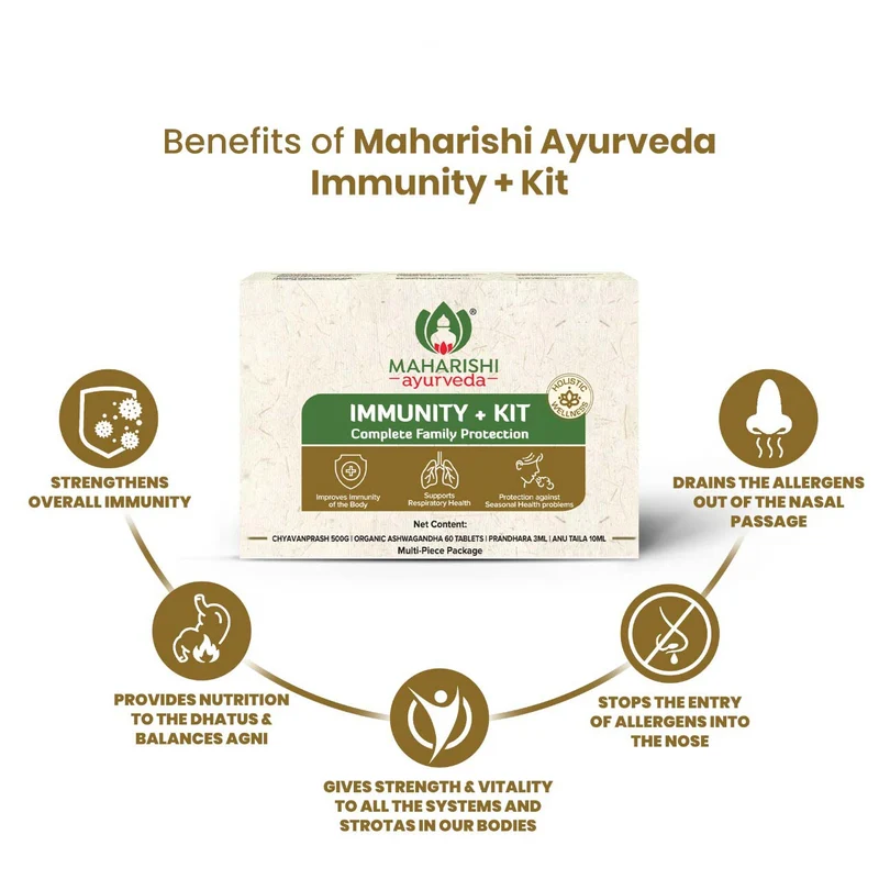 Immunity+ Kit - Complete Family Protection (Chyavanprash 500gms, Organic Ashwagandha 60 Tabs, Prandhara 3ml & Anu Taila 10 ml)