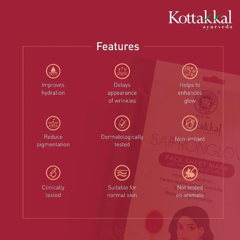 Saffronglow - Face Sheet Mask - KOTTAKKAL ARYA VAIDYASALA