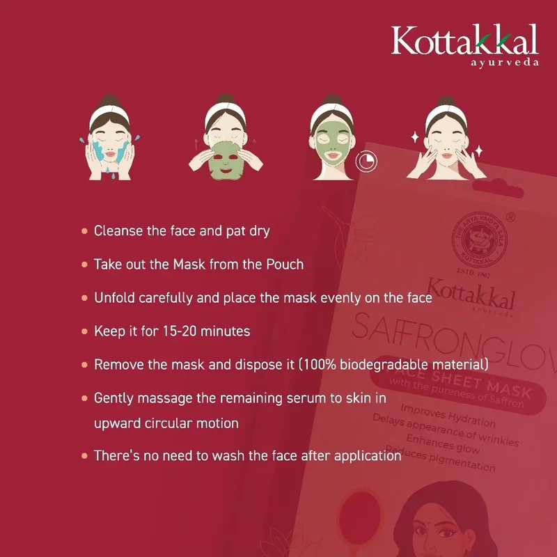 Saffronglow - Face Sheet Mask - KOTTAKKAL ARYA VAIDYASALA