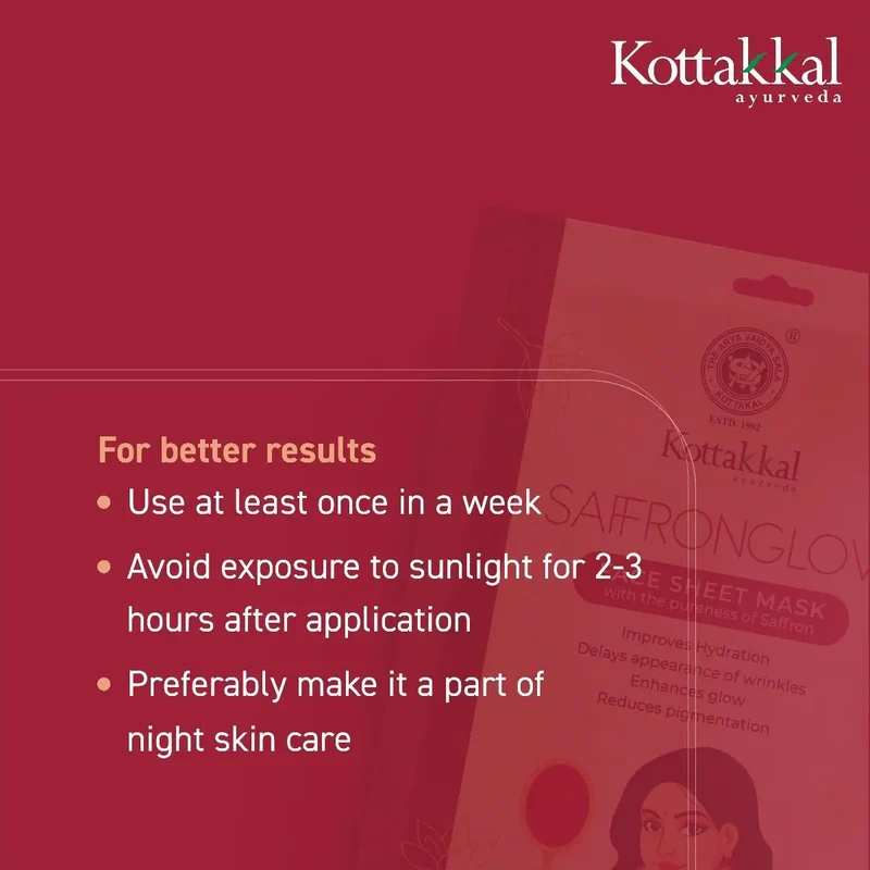 Saffronglow - Face Sheet Mask - KOTTAKKAL ARYA VAIDYASALA