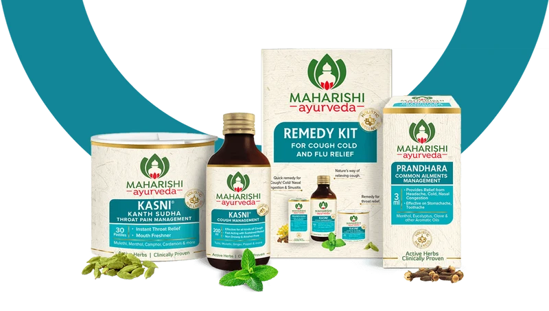 Remedy Kit for Cough, Cold & Flu (Kasni Syrup 50 ml, Prandhara 3ml & Kasni Kanth Sudha 30 Pastilles)