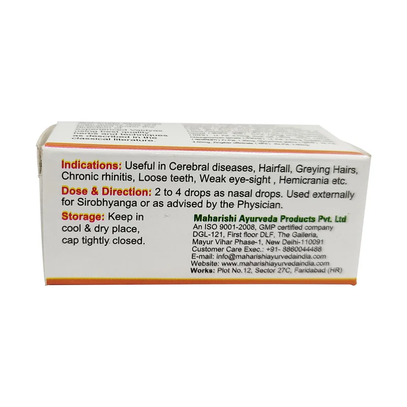 Shadbindu Oil | For Nasal Congestion & Headache Relief | 10ml Bottle