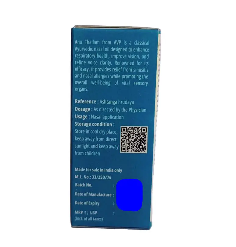 Anu Thailam 10ML - AVP Ayurveda