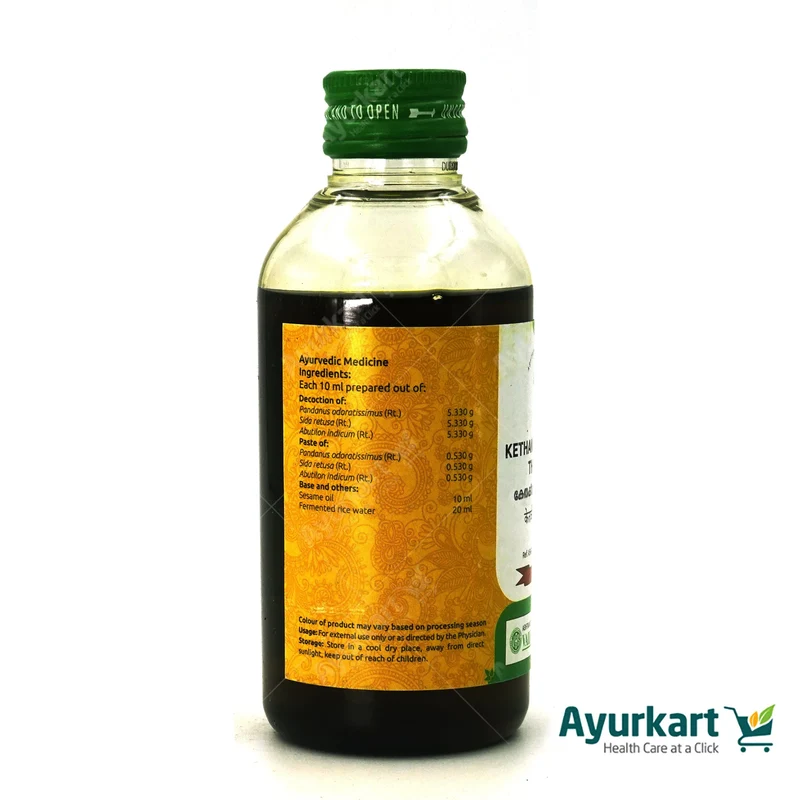 Kethakeemooladi Thailam – Vaidyaratnam – 200ml
