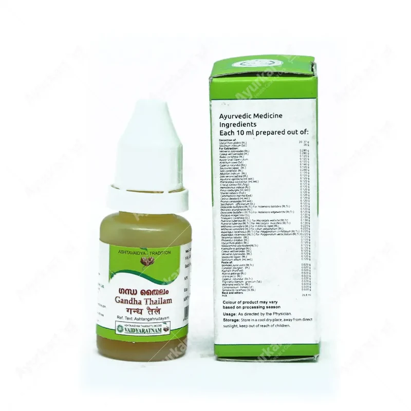 Gandha Thailam - 10ML - Vaidyaratnam Ayurveda Oushadhasala