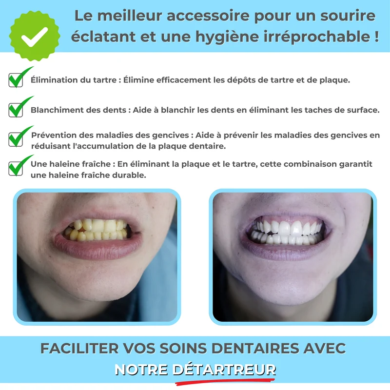 VITAL CARE | Kit dentaire ultime 2 en 1 : Blanchiment et nettoyage efficaces