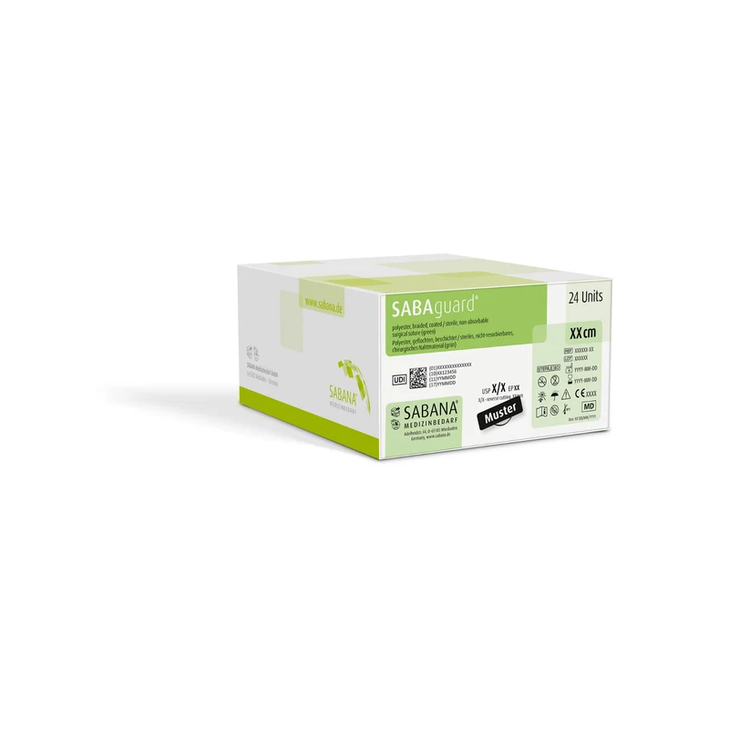 SABAguard® Polyester | Nicht-Resorbierbares Nahtmaterial | geflochten, grün, Kreis | 24 Stück