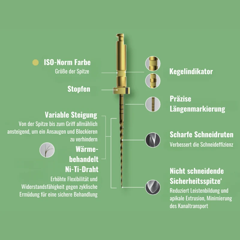 Wurzelkanalinstrumente E-FLEX GOLD NiTi | 5er Pack oder MixPack (6 Stück)