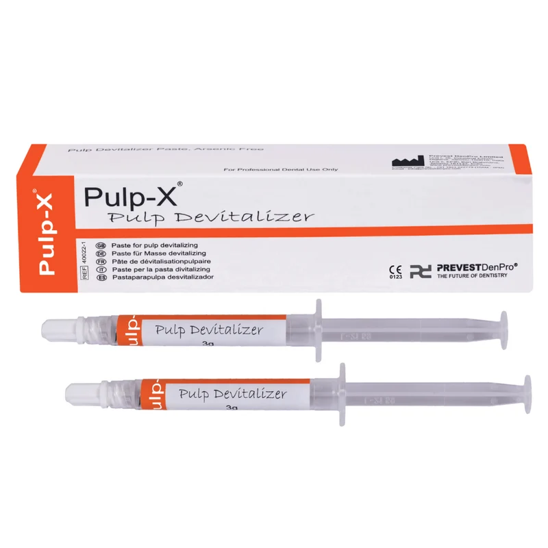 Pulp-X | Pulpa Devitalisierung | 2 x 3 g Spritzen und 10 Applikationsspritzen