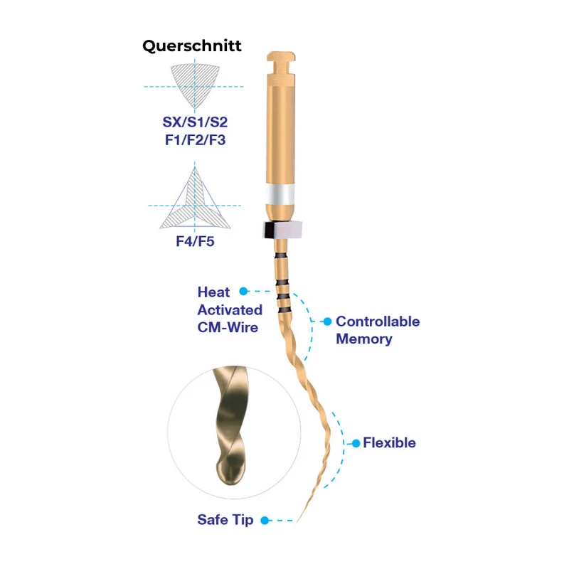 Wurzelkanalinstrumente Super Feilen E1 Gold NiTi | 6er Pack
