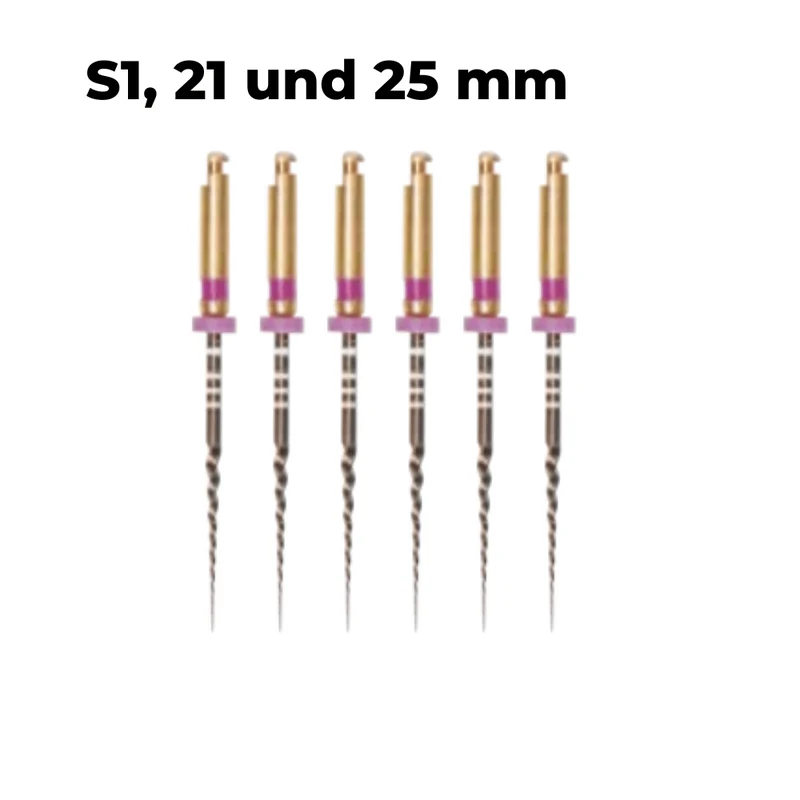 Wurzelkanalinstrumente Super Feilen E1 Gold NiTi | 6er Pack