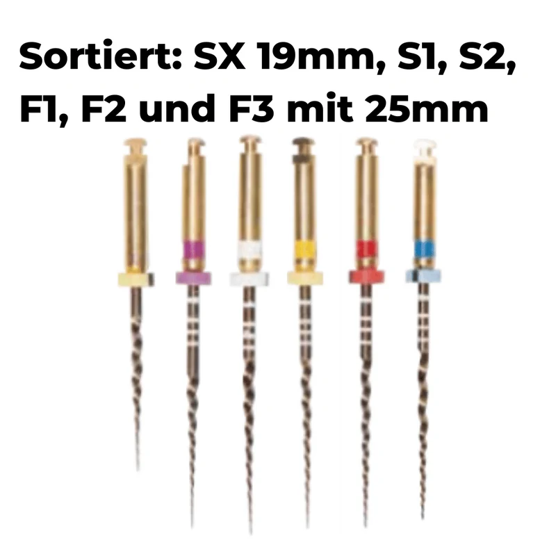 Wurzelkanalinstrumente Super Feilen E1 Gold NiTi | 6er Pack