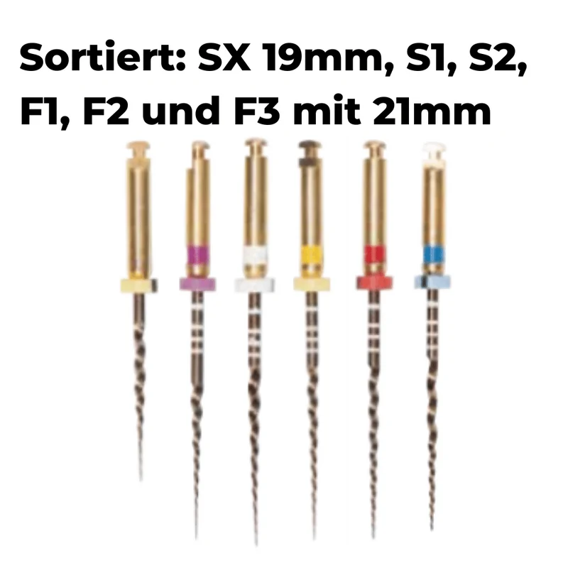 Wurzelkanalinstrumente Super Feilen E1 Gold NiTi | 6er Pack