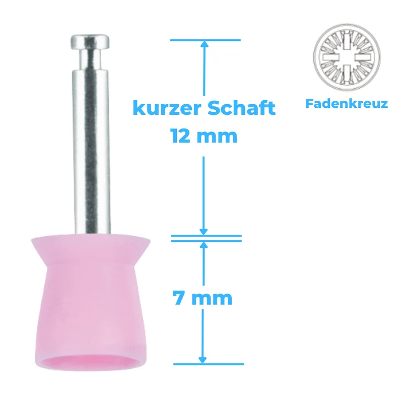 Polierkelche | CA-Mini-Schaft | Silikon | glatt, Fadenkreuz | 100 Stück