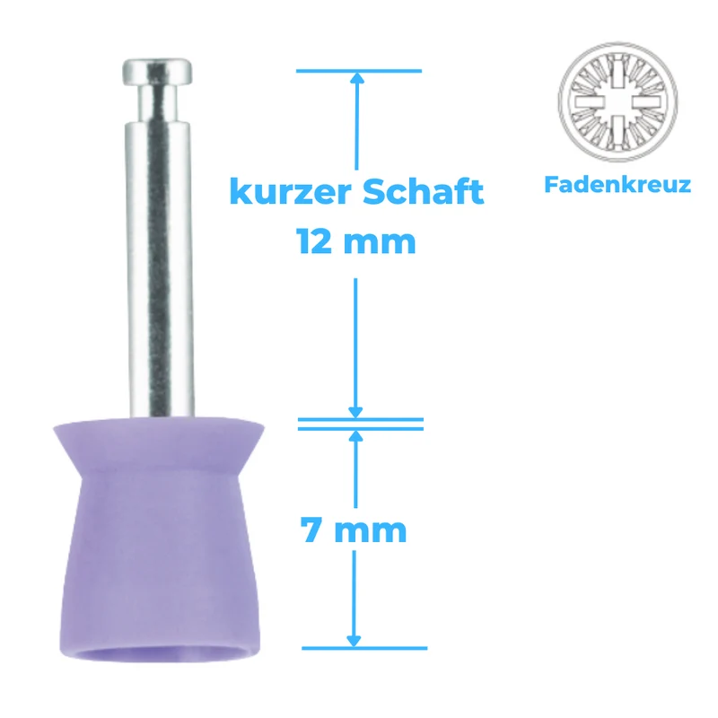 Polierkelche | CA-Mini-Schaft | Silikon | glatt, Fadenkreuz | 100 Stück