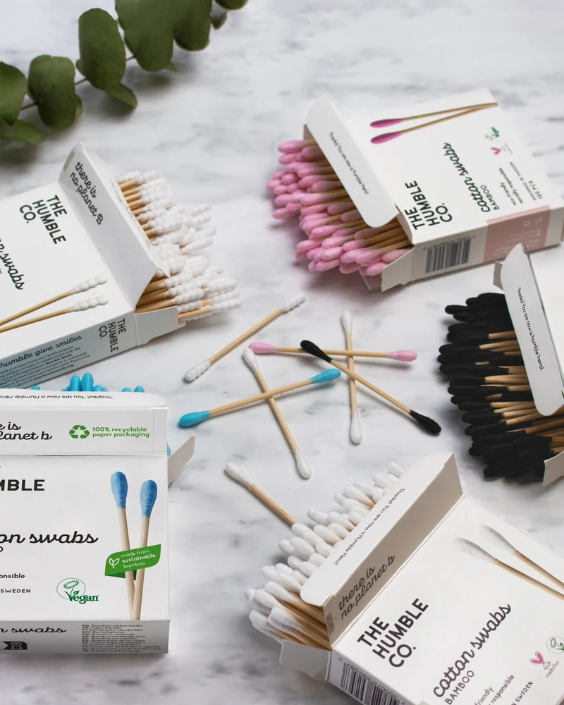 Natural Cotton Swabs Bamboo - Blue