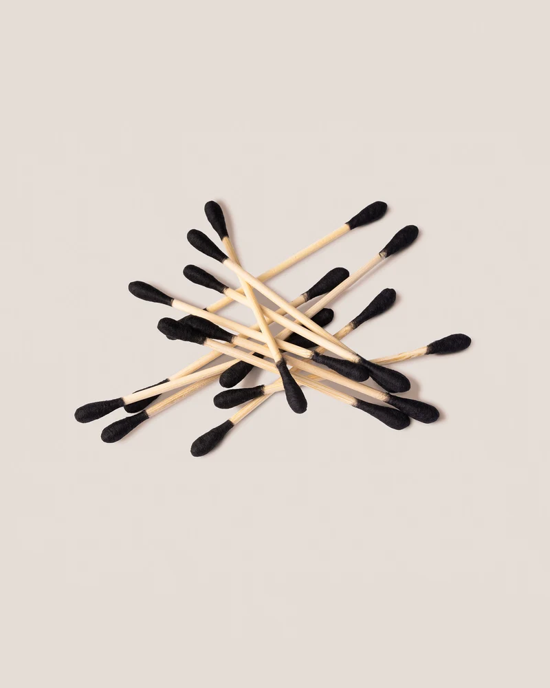 Natural Cotton Swabs Bamboo - Black