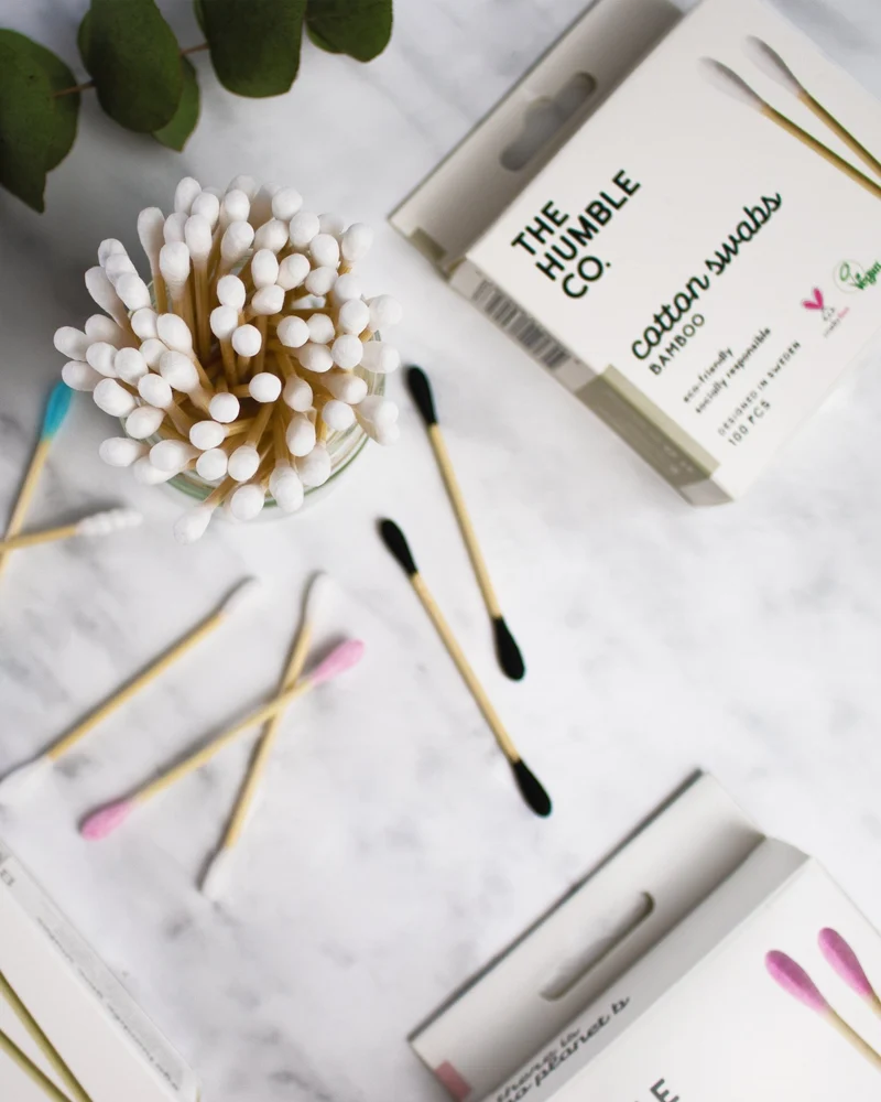 Natural Cotton Swabs Bamboo - Black