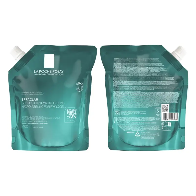La Roche-Posay Effaclar Micro-Exfoliating Gel Refill, 400 ml