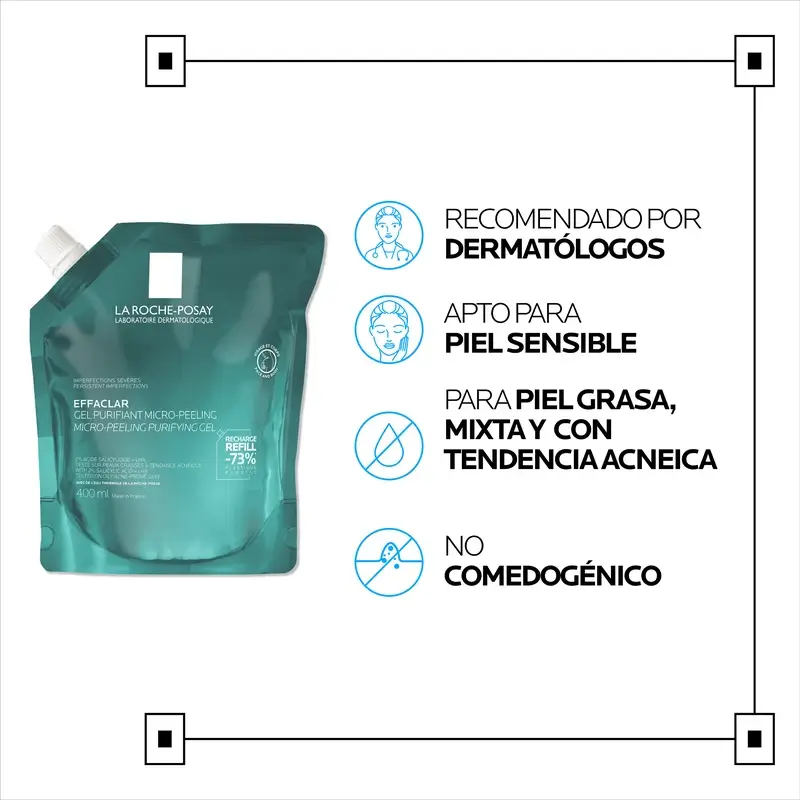 La Roche-Posay Effaclar Micro-Exfoliating Gel Refill, 400 ml