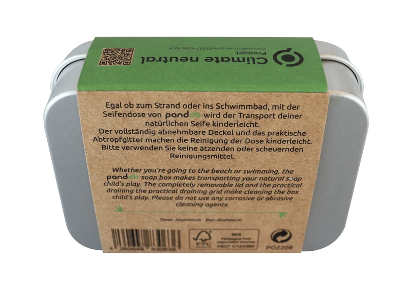 Seifendose aus Aluminium mit Abtropfgitter