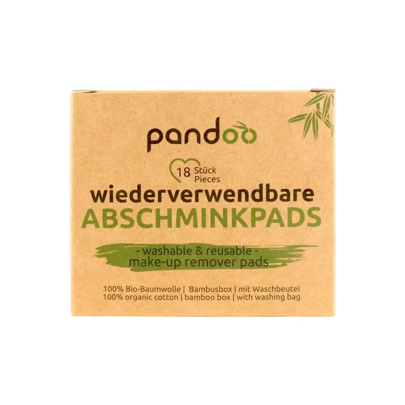 18 wiederverwendbare Abschminkpads | inkl Aufbewahrungsbox aus Bambus | 100% Bio Baumwolle