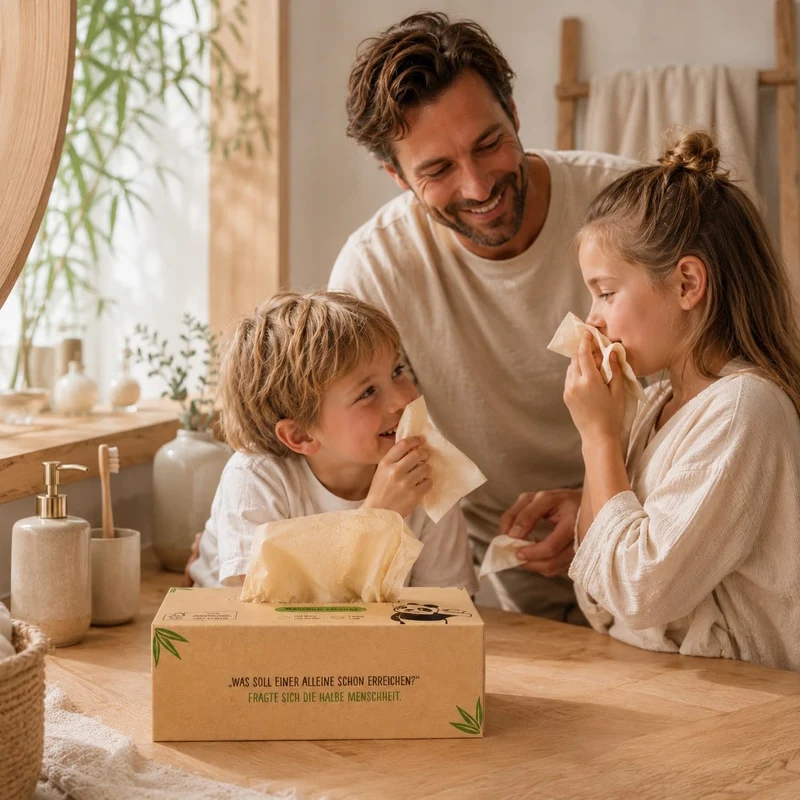 Bambus Taschentücher 3-lagig | 100% Bambus | Plastikfreie Verpackung