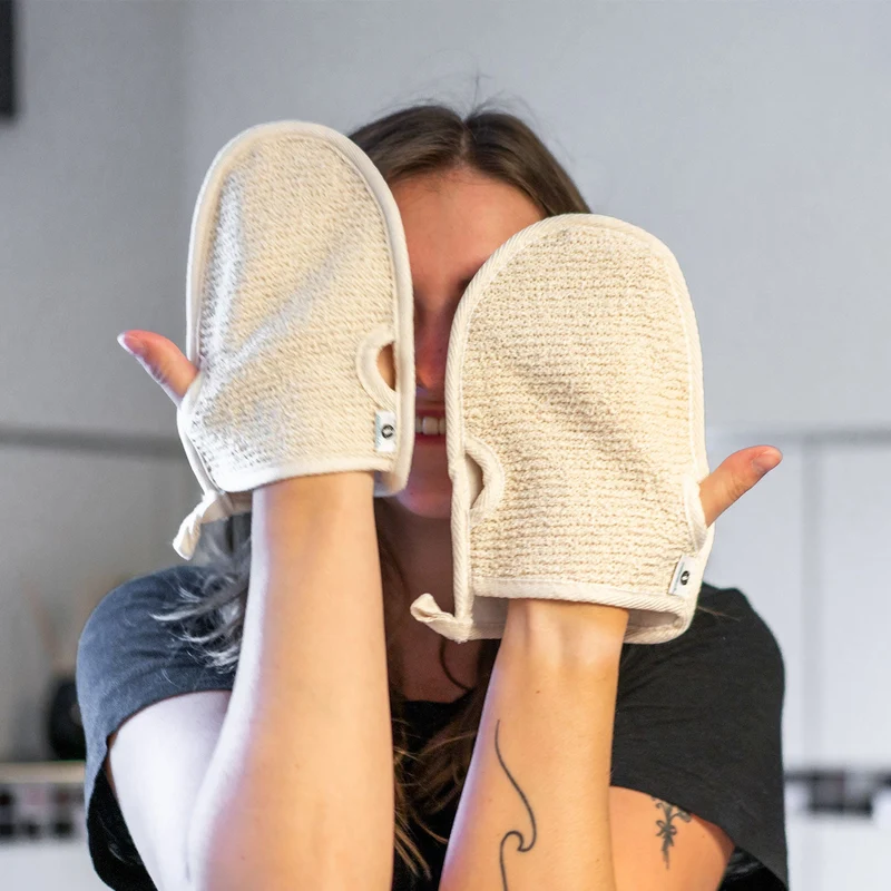 PEELING GLOVES | COTTON & HEMP | VEGAN & NATURAL - 2 PIECES