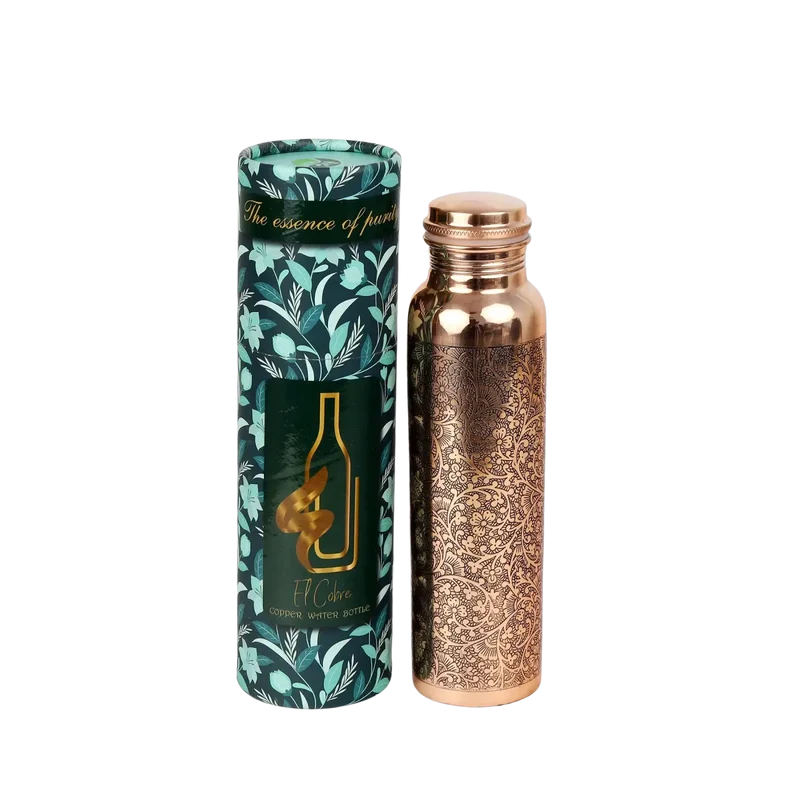 El'Cobre Kupferflasche 1 L mit Blumengravur