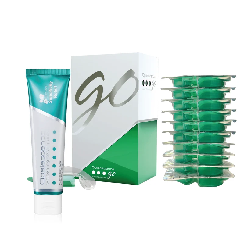 Opalescence Go 6% Kit + Whitening Sensitive Cool Mint Whitening Toothpaste - Complete Teeth Whitening and Daily Care