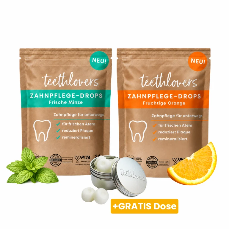 Doppelpack Zahnpflege‑Drops – Frische Minze & Fruchtige Orange