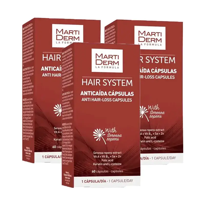 Martiderm Hair System Hair Loss Capsules, Pack 3 x 60 capsules