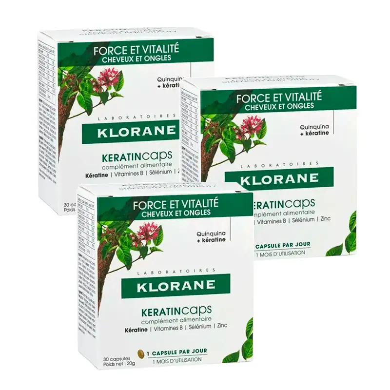 Klorane Keratincaps, Pack 3 x 30 capsules