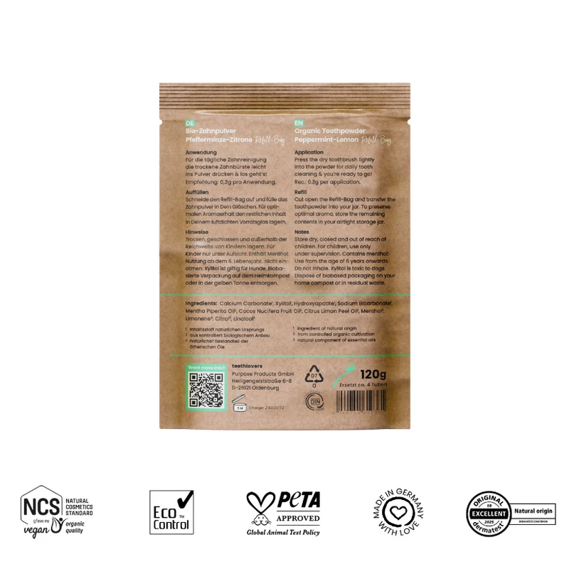 Refill-Bag Pfefferminze-Zitrone 120g