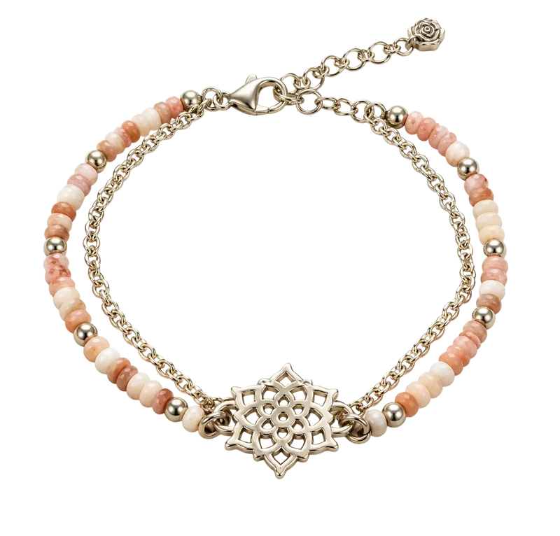 Rosaroter Achat Armband mit Silber & Mandala