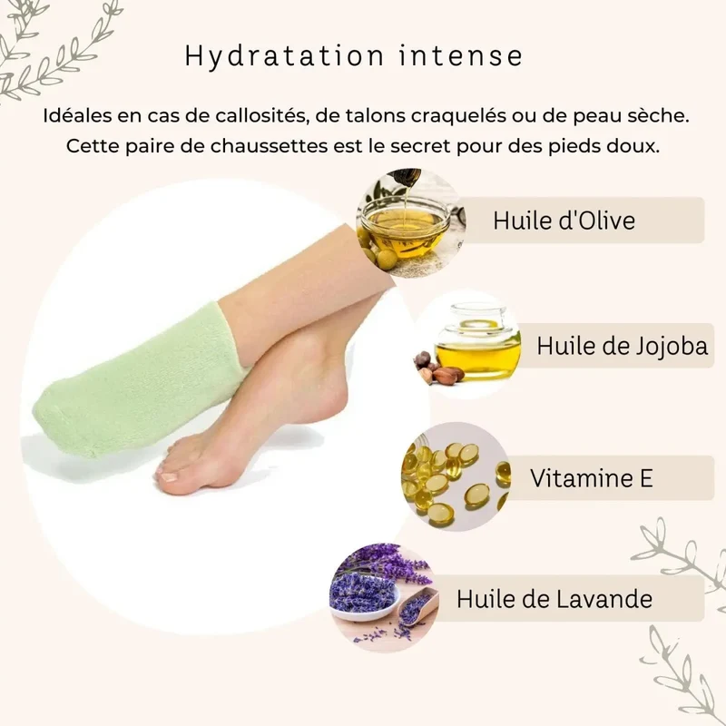 Feuchtigkeits- und Pflege-Socken mit Ölen – Grün – Zen'Arôme