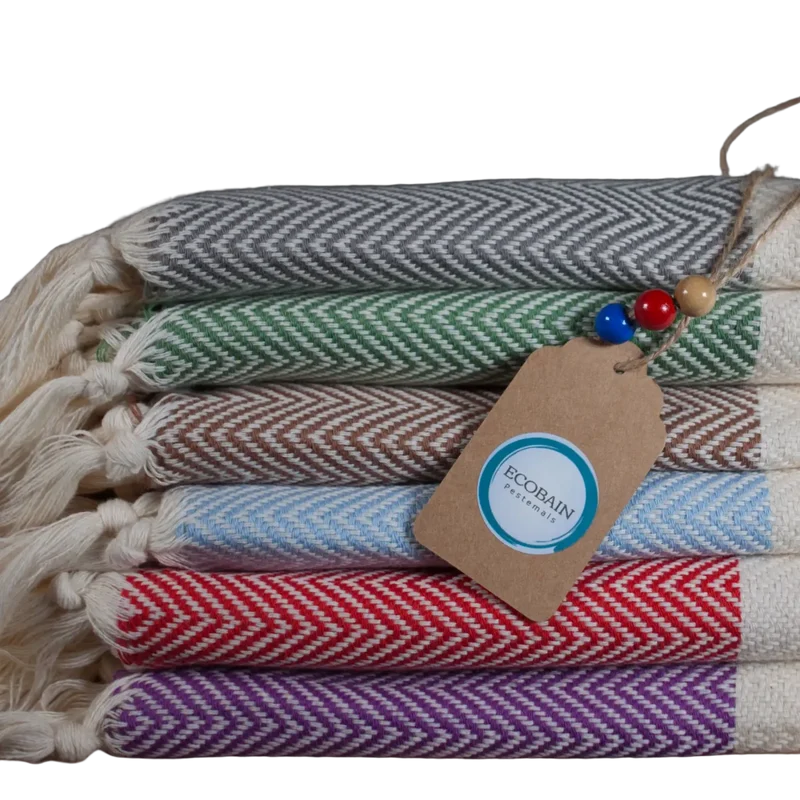 Ecobain „Couture Towel“ – Badetuch, Hamamtuch & Saunatuch im Fischgrätmuster 100x180cm