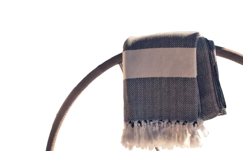 Ecobain „Couture Towel“ – Badetuch, Hamamtuch & Saunatuch im Fischgrätmuster 100x180cm