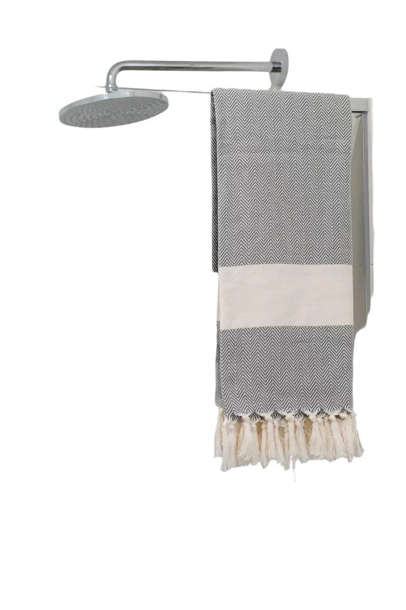 Ecobain „Couture Towel“ – Badetuch, Hamamtuch & Saunatuch im Fischgrätmuster 100x180cm