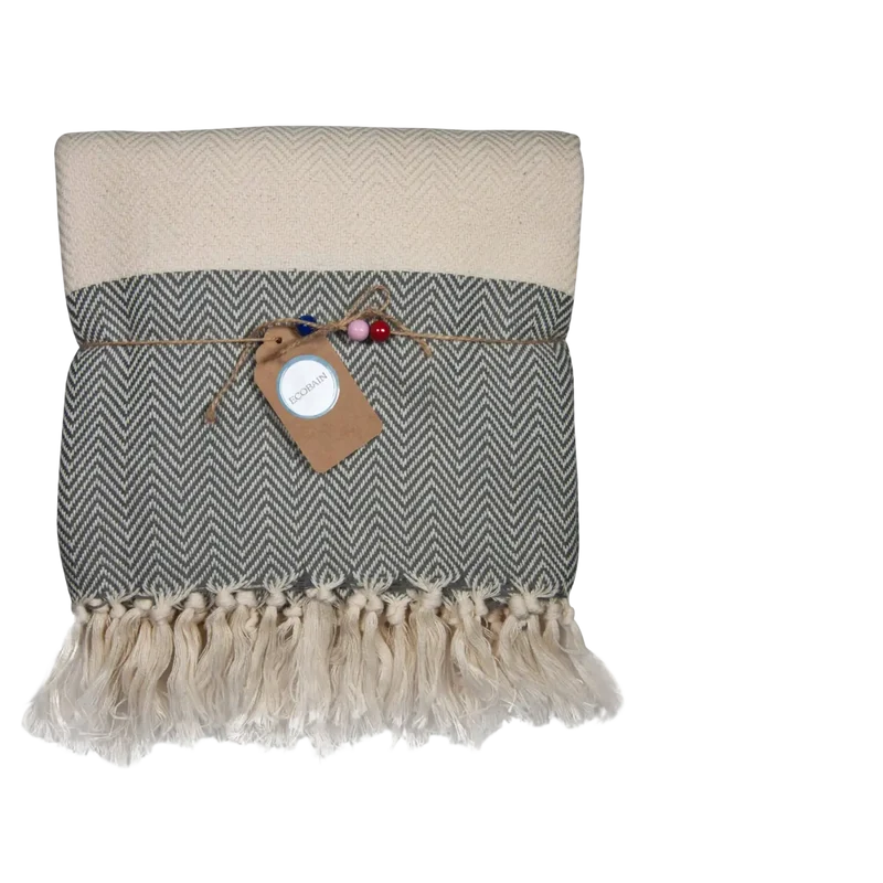 Ecobain „Couture Towel“ – Badetuch, Hamamtuch & Saunatuch im Fischgrätmuster 100x180cm