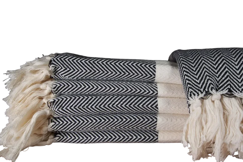 Ecobain „Couture Towel“ – Badetuch, Hamamtuch & Saunatuch im Fischgrätmuster 100x180cm
