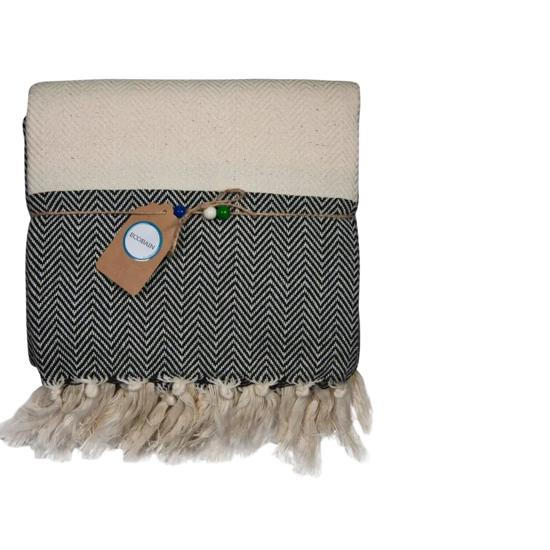Ecobain „Couture Towel“ – Badetuch, Hamamtuch & Saunatuch im Fischgrätmuster 100x180cm