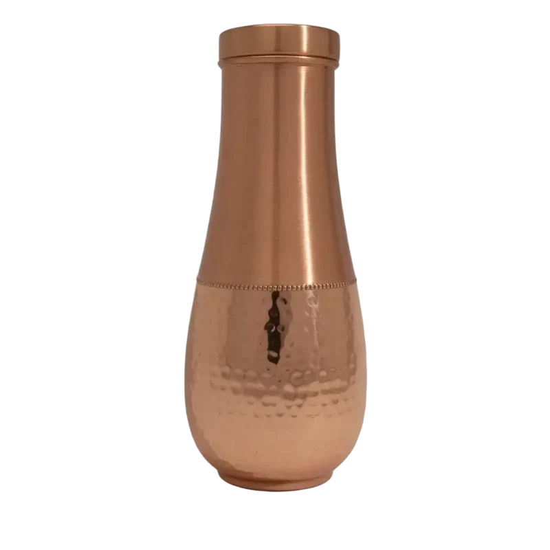 Reines Kupfer-Set mit tropfenförmiger Karaffe und 2 Kupferbechern – Gehämmert ± 950 ml